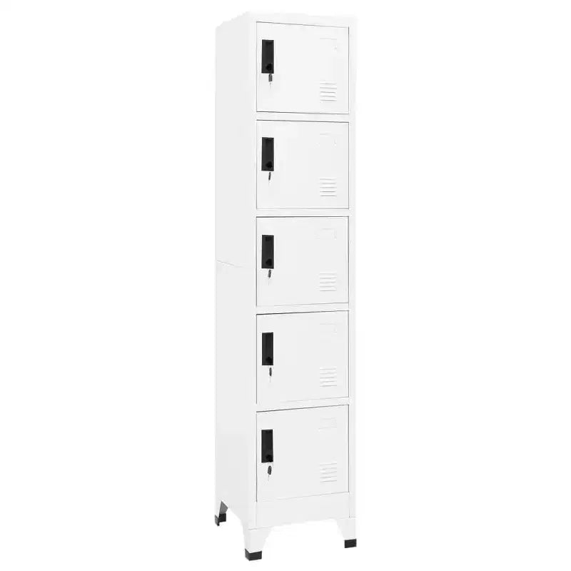 vidaXL White Steel Locker Cabinet - Ample Storage Space, Air Vents, Lockable Doors, Name Tag Holders, Easy Assembly