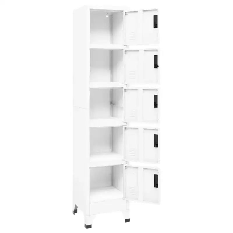 vidaXL White Steel Locker Cabinet - Ample Storage Space, Air Vents, Lockable Doors, Name Tag Holders, Easy Assembly