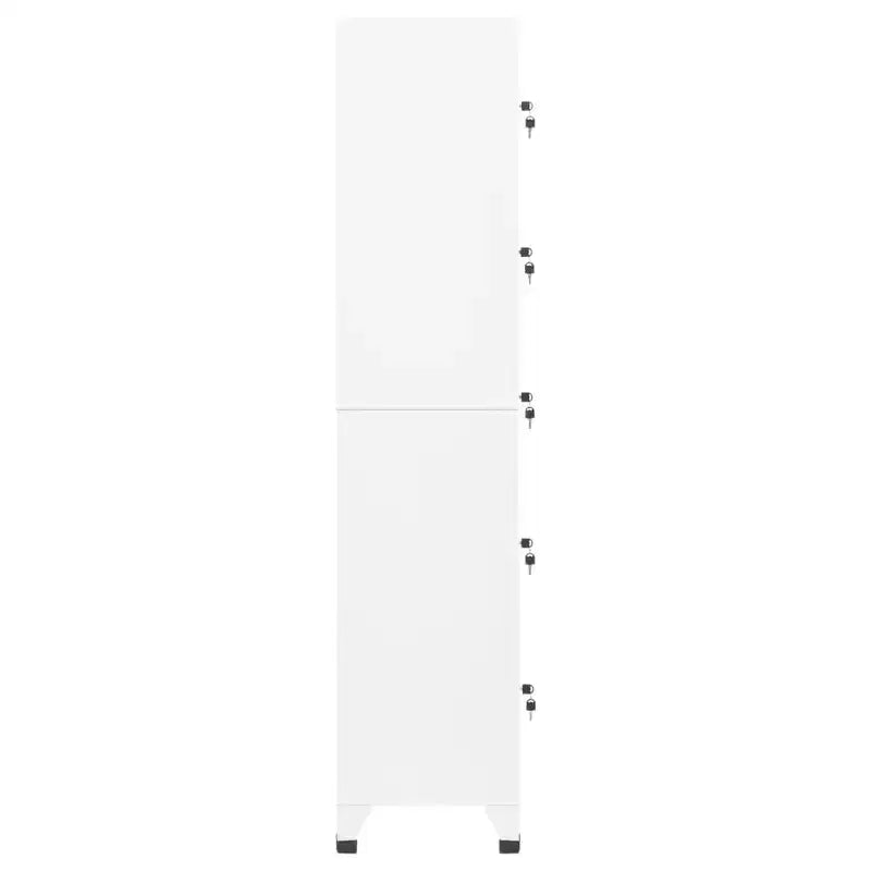 vidaXL White Steel Locker Cabinet - Ample Storage Space, Air Vents, Lockable Doors, Name Tag Holders, Easy Assembly