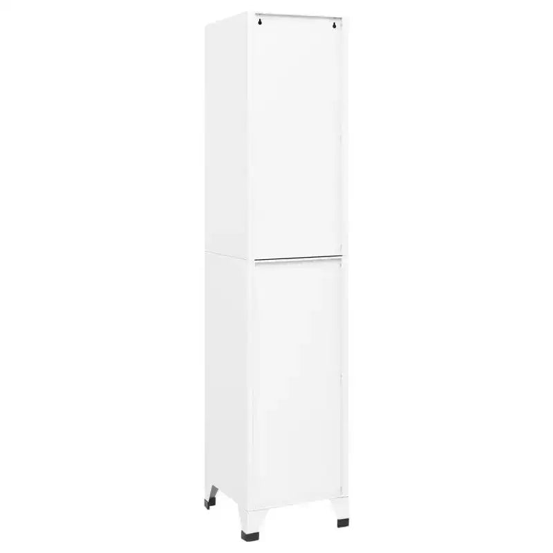 vidaXL White Steel Locker Cabinet - Ample Storage Space, Air Vents, Lockable Doors, Name Tag Holders, Easy Assembly