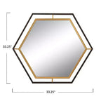 Storied Home Hexagon 2-Tone Metal Framed Wall Mirror, Black and Gold