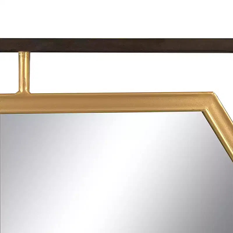 Storied Home Hexagon 2-Tone Metal Framed Wall Mirror, Black and Gold