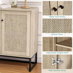 Madia/Credenza Boho in Rattan con Ante, Armadietto da Ingresso e Dispensa da Cucina, Elegante Contenitore per Soggiorno, Corridoio