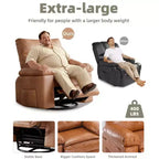 27 Oversized Recliner Chairs with Heat and Massage-360 Swivel Lazy Recliner Chair for Adults- Manual Rocking Chair with Remote Control for Living