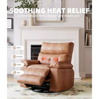 27 Oversized Recliner Chairs with Heat and Massage-360 Swivel Lazy Recliner Chair for Adults- Manual Rocking Chair with Remote Control for Living