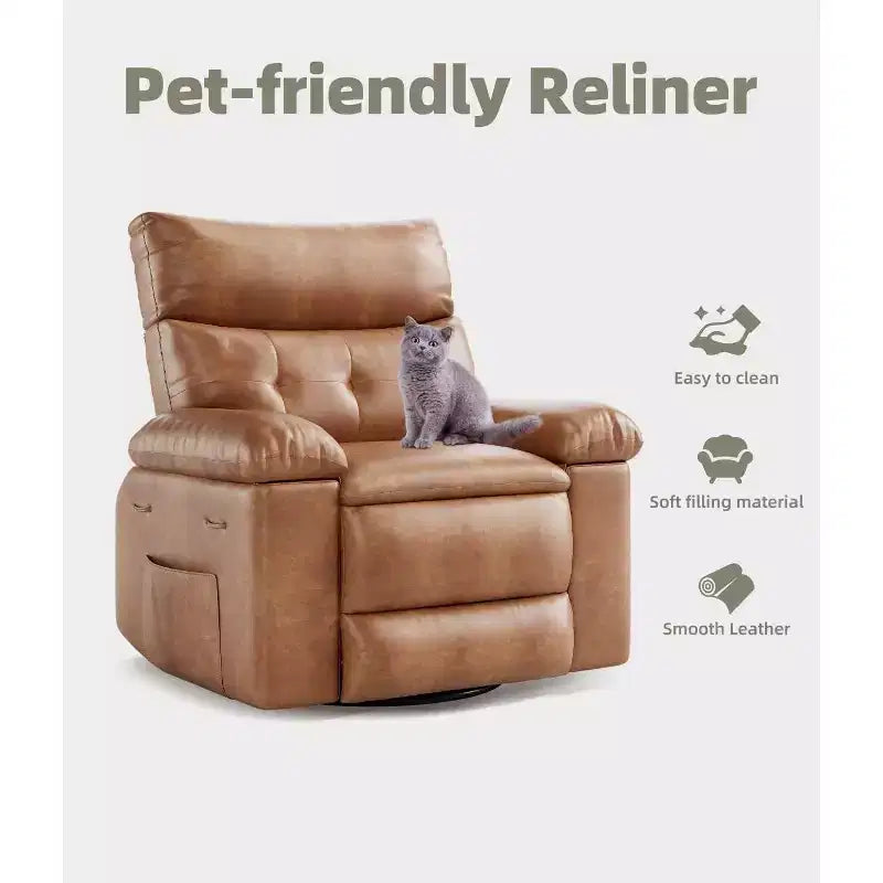 27 Oversized Recliner Chairs with Heat and Massage-360 Swivel Lazy Recliner Chair for Adults- Manual Rocking Chair with Remote Control for Living