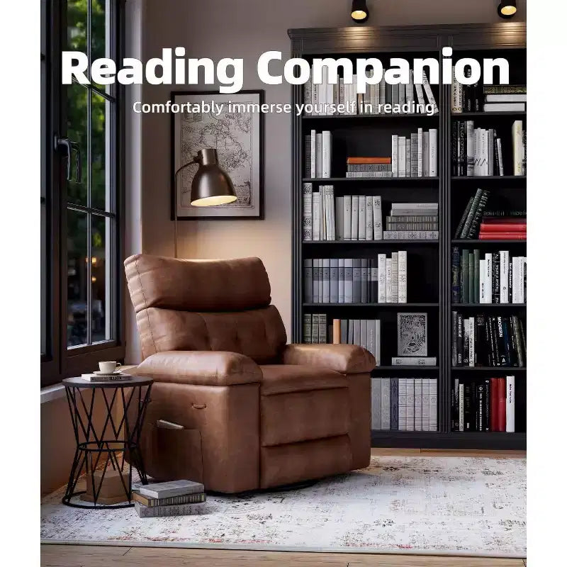 27 Oversized Recliner Chairs with Heat and Massage-360 Swivel Lazy Recliner Chair for Adults- Manual Rocking Chair with Remote Control for Living