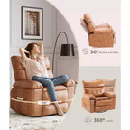 27 Oversized Recliner Chairs with Heat and Massage-360 Swivel Lazy Recliner Chair for Adults- Manual Rocking Chair with Remote Control for Living
