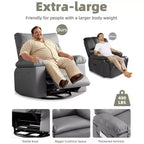 27 Oversized Recliner Chairs with Heat and Massage-360 Swivel Lazy Recliner Chair for Adults- Manual Rocking Chair with Remote Control for Living