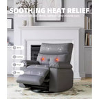 27 Oversized Recliner Chairs with Heat and Massage-360 Swivel Lazy Recliner Chair for Adults- Manual Rocking Chair with Remote Control for Living