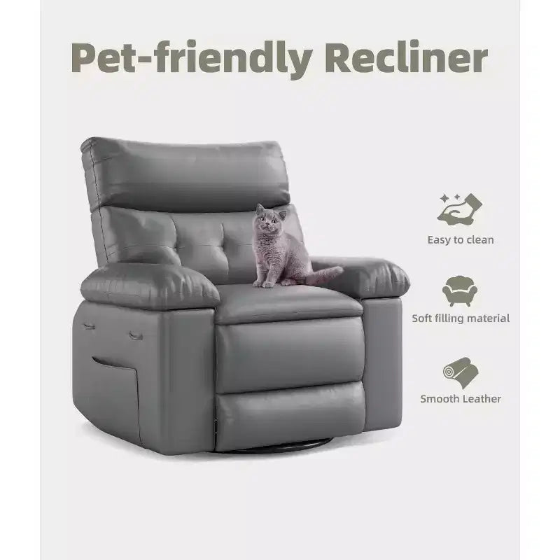 27 Oversized Recliner Chairs with Heat and Massage-360 Swivel Lazy Recliner Chair for Adults- Manual Rocking Chair with Remote Control for Living