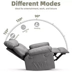 27 Oversized Recliner Chairs with Heat and Massage-360 Swivel Lazy Recliner Chair for Adults- Manual Rocking Chair with Remote Control for Living