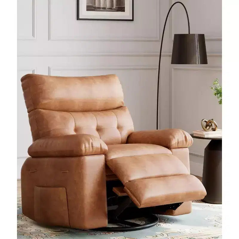 27 Oversized Recliner Chairs with Heat and Massage-360 Swivel Lazy Recliner Chair for Adults- Manual Rocking Chair with Remote Control for Living