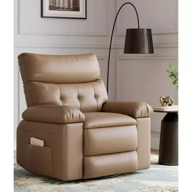27 Oversized Recliner Chairs with Heat and Massage-360 Swivel Lazy Recliner Chair for Adults- Manual Rocking Chair with Remote Control for Living