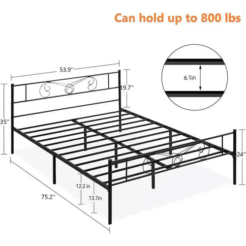 Acekool Metal Platform Bed - 12 Storage Full Size