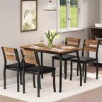 5-Piece Dining Table Set for 4, Modern Kitchen Table and 4 Chairs, Space-Saving Metal Frame, for Small Apartment, Dining Room