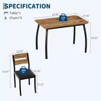 5-Piece Dining Table Set for 4, Modern Kitchen Table and 4 Chairs, Space-Saving Metal Frame, for Small Apartment, Dining Room