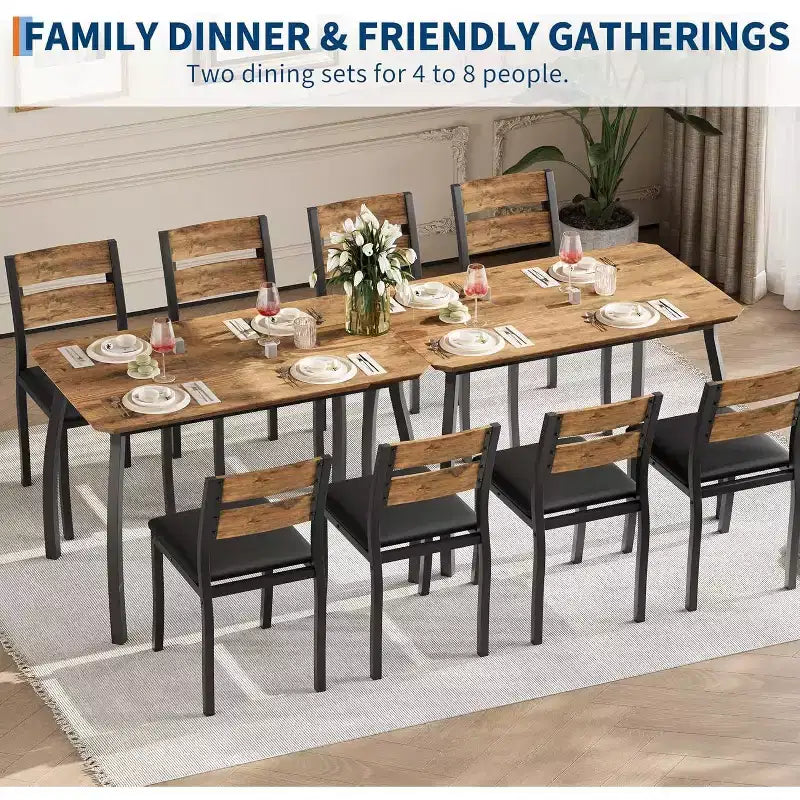 5-Piece Dining Table Set for 4, Modern Kitchen Table and 4 Chairs, Space-Saving Metal Frame, for Small Apartment, Dining Room