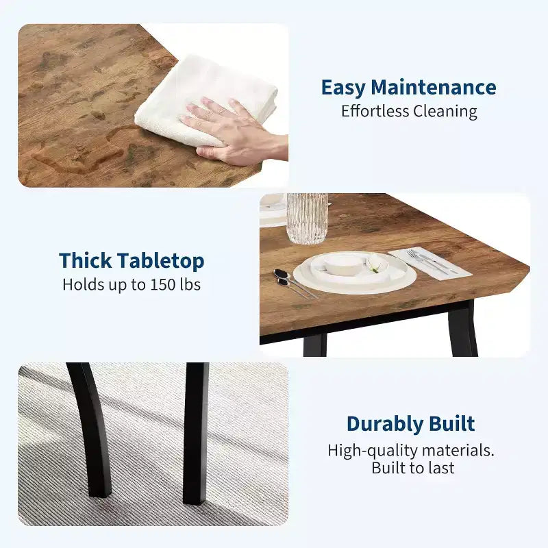 5-Piece Dining Table Set for 4, Modern Kitchen Table and 4 Chairs, Space-Saving Metal Frame, for Small Apartment, Dining Room