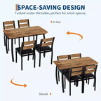 5-Piece Dining Table Set for 4, Modern Kitchen Table and 4 Chairs, Space-Saving Metal Frame, for Small Apartment, Dining Room
