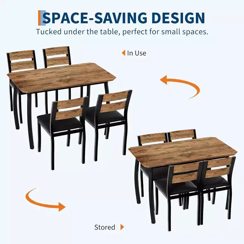 5-Piece Dining Table Set for 4, Modern Kitchen Table and 4 Chairs, Space-Saving Metal Frame, for Small Apartment, Dining Room