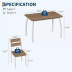 5-Piece Dining Table Set for 4, Modern Kitchen Table and 4 Chairs, Space-Saving Metal Frame, for Small Apartment, Dining Room