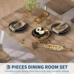 5-Piece Dining Table Set for 4, Modern Kitchen Table and 4 Chairs, Space-Saving Metal Frame, for Small Apartment, Dining Room