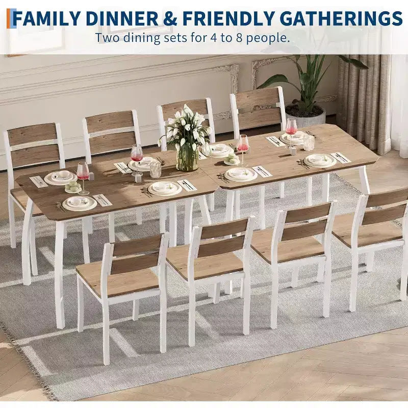5-Piece Dining Table Set for 4, Modern Kitchen Table and 4 Chairs, Space-Saving Metal Frame, for Small Apartment, Dining Room