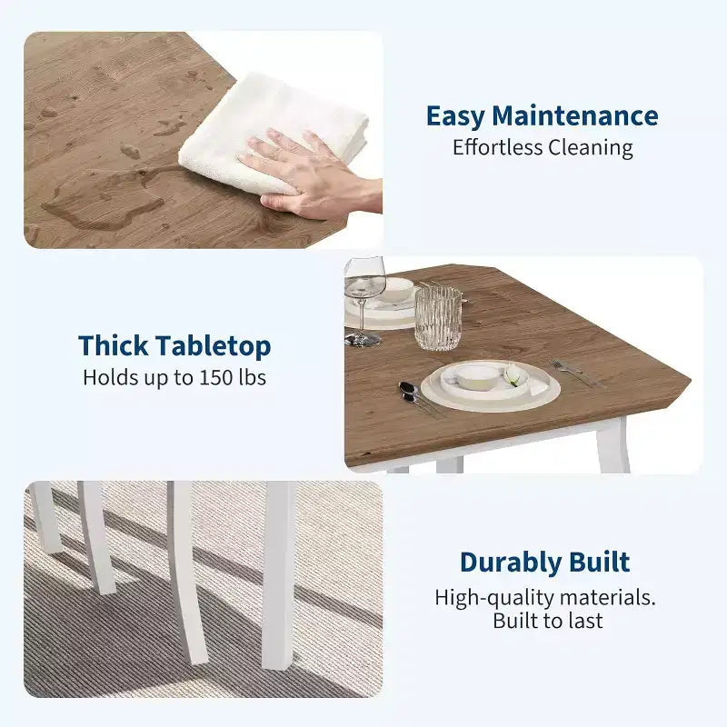 5-Piece Dining Table Set for 4, Modern Kitchen Table and 4 Chairs, Space-Saving Metal Frame, for Small Apartment, Dining Room