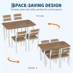 5-Piece Dining Table Set for 4, Modern Kitchen Table and 4 Chairs, Space-Saving Metal Frame, for Small Apartment, Dining Room