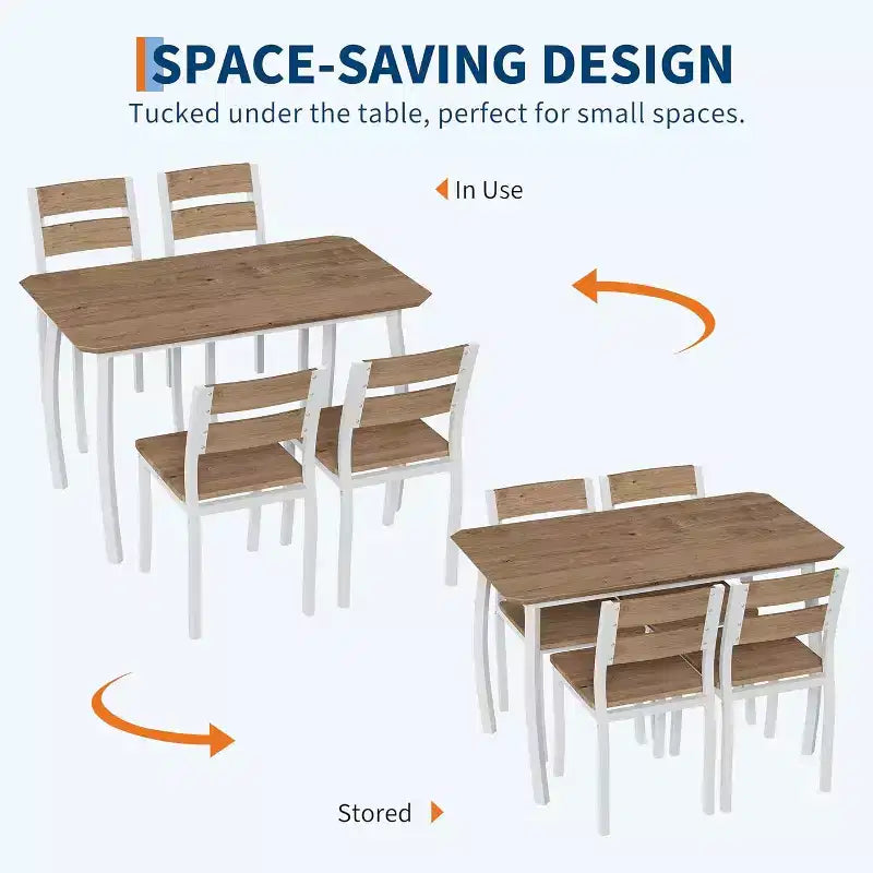 5-Piece Dining Table Set for 4, Modern Kitchen Table and 4 Chairs, Space-Saving Metal Frame, for Small Apartment, Dining Room
