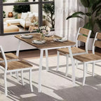 5-Piece Dining Table Set for 4, Modern Kitchen Table and 4 Chairs, Space-Saving Metal Frame, for Small Apartment, Dining Room