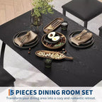 5-Piece Dining Table Set for 4, Modern Kitchen Table and 4 Chairs, Space-Saving Metal Frame, for Small Apartment, Dining Room