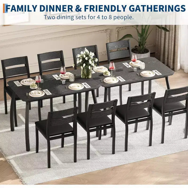 5-Piece Dining Table Set for 4, Modern Kitchen Table and 4 Chairs, Space-Saving Metal Frame, for Small Apartment, Dining Room