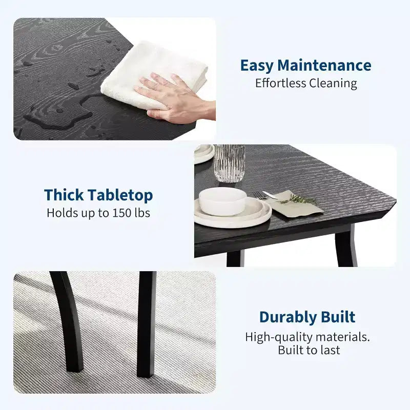 5-Piece Dining Table Set for 4, Modern Kitchen Table and 4 Chairs, Space-Saving Metal Frame, for Small Apartment, Dining Room