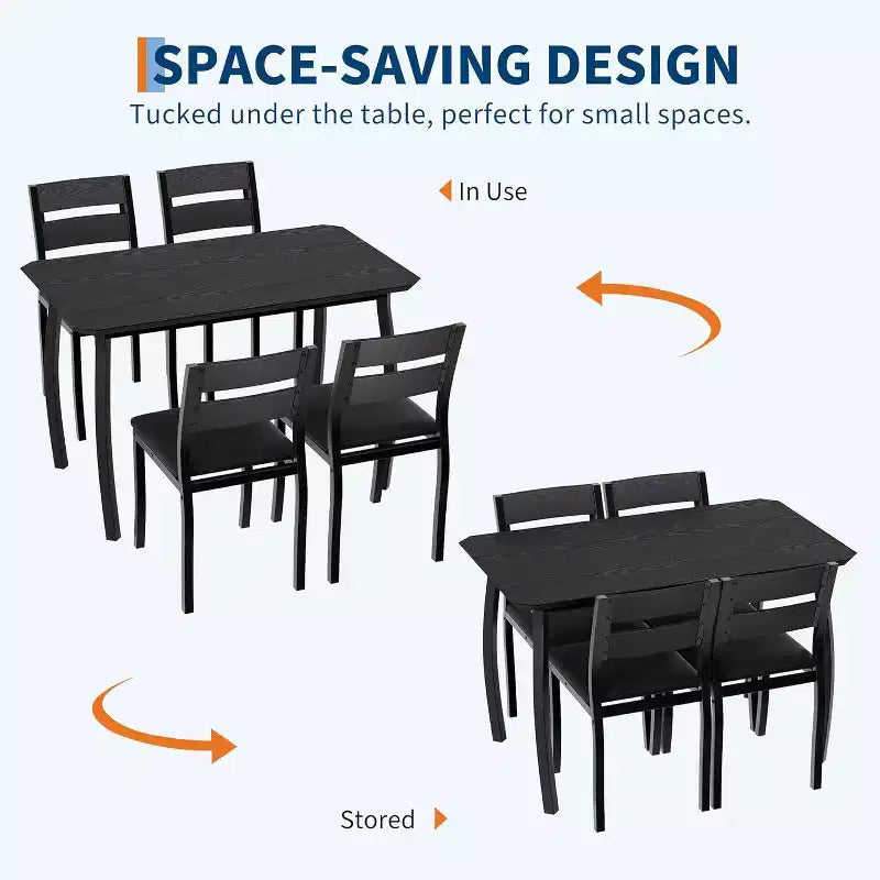 5-Piece Dining Table Set for 4, Modern Kitchen Table and 4 Chairs, Space-Saving Metal Frame, for Small Apartment, Dining Room