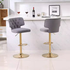 2pcs Bar Stools Modern Counter Height Bar Stools with Back Upholstered Swivel Adjustable Barstools for Kitchen Island Restaurant Emerald