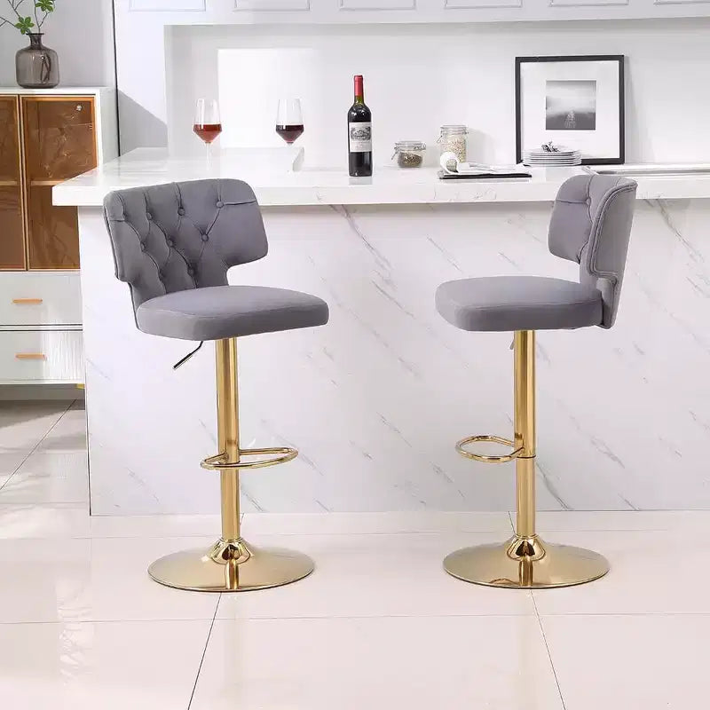 2pcs Bar Stools Modern Counter Height Bar Stools with Back Upholstered Swivel Adjustable Barstools for Kitchen Island Restaurant Emerald