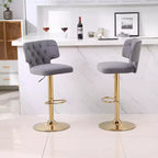 2pcs Bar Stools Modern Counter Height Bar Stools with Back Upholstered Swivel Adjustable Barstools for Kitchen Island Restaurant Emerald