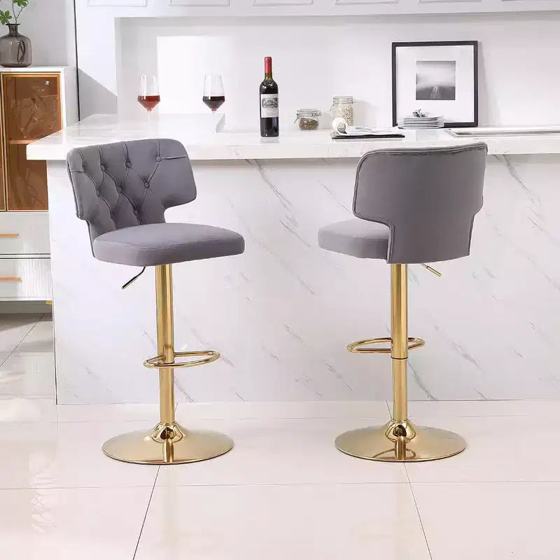 2pcs Bar Stools Modern Counter Height Bar Stools with Back Upholstered Swivel Adjustable Barstools for Kitchen Island Restaurant Emerald
