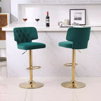 2pcs Bar Stools Modern Counter Height Bar Stools with Back Upholstered Swivel Adjustable Barstools for Kitchen Island Restaurant Emerald