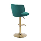 2pcs Bar Stools Modern Counter Height Bar Stools with Back Upholstered Swivel Adjustable Barstools for Kitchen Island Restaurant Emerald