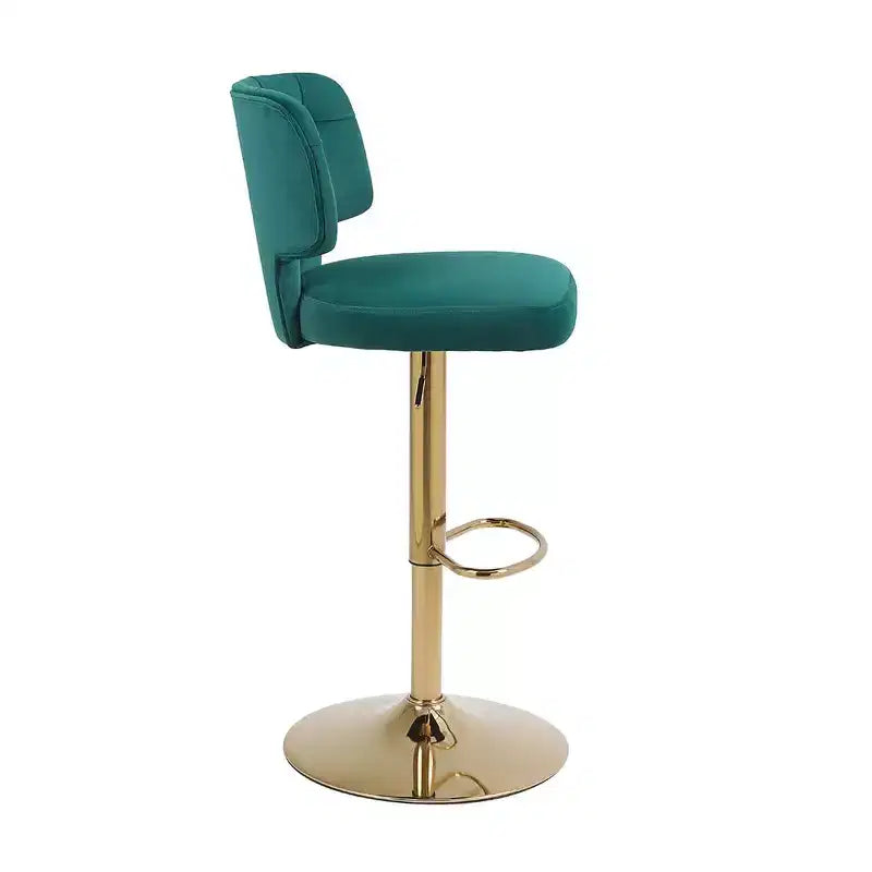 2pcs Bar Stools Modern Counter Height Bar Stools with Back Upholstered Swivel Adjustable Barstools for Kitchen Island Restaurant Emerald