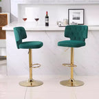 2pcs Bar Stools Modern Counter Height Bar Stools with Back Upholstered Swivel Adjustable Barstools for Kitchen Island Restaurant Emerald