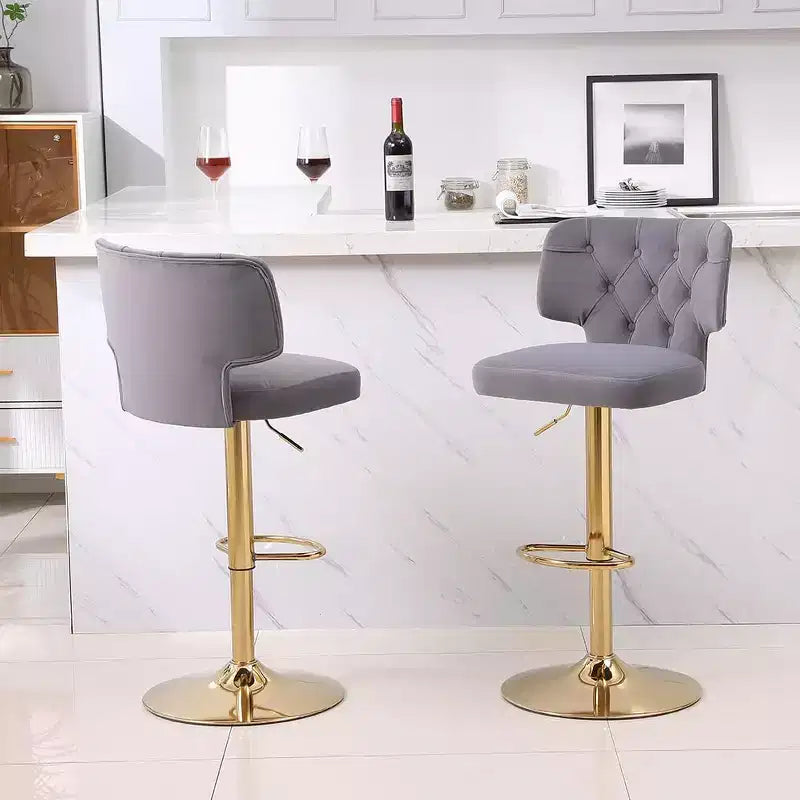 2pcs Bar Stools Modern Counter Height Bar Stools with Back Upholstered Swivel Adjustable Barstools for Kitchen Island Restaurant Emerald