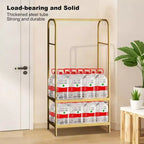 Heavy Duty Clothes Rack, Sturdy Freestanding Garment Hanger with 2 Shelves, Metal Coat Rack for Bedroom, Office or Living Room