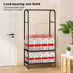 Heavy Duty Clothes Rack, Sturdy Freestanding Garment Hanger with 2 Shelves, Metal Coat Rack for Bedroom, Office or Living Room