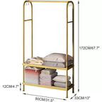 Heavy Duty Clothes Rack, Sturdy Freestanding Garment Hanger with 2 Shelves, Metal Coat Rack for Bedroom, Office or Living Room