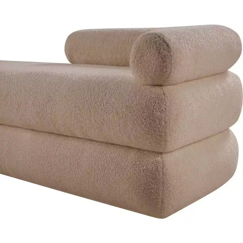 Meridian Furniture,Kennedy Faux Shearling Teddy Fabric Bench