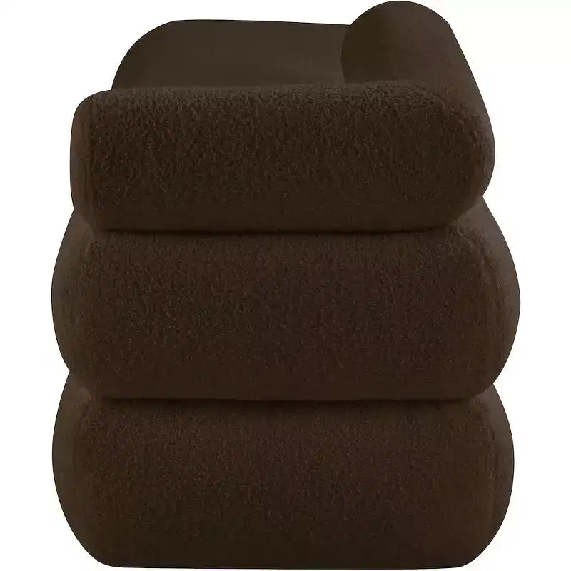Meridian Furniture,Kennedy Faux Shearling Teddy Fabric Bench